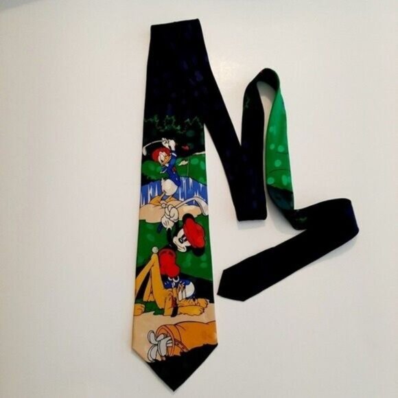 DISNEY | Vintage Handmade 100% Silk Golf Men's Necktie Mickey Inc. - Picture 4 of 11